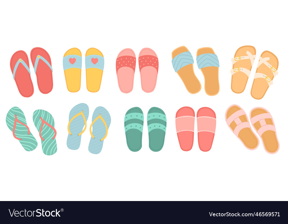 Flip flops set view from above design vector image Flip flops set view from above design