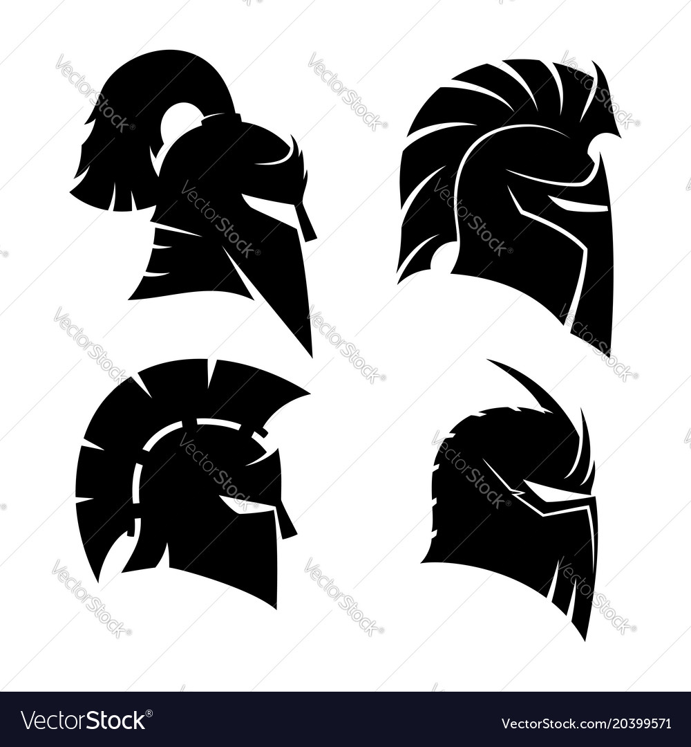 Four knights helmets Royalty Free Vector Image