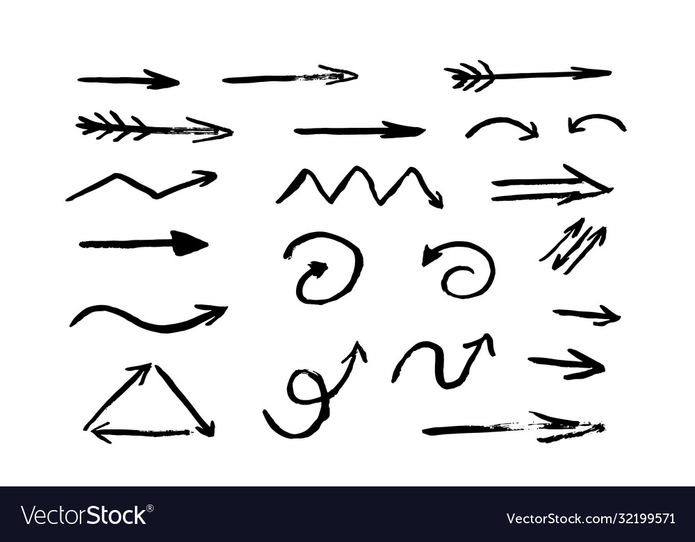 Hand drawn arrows set isolated on white Royalty Free Vector