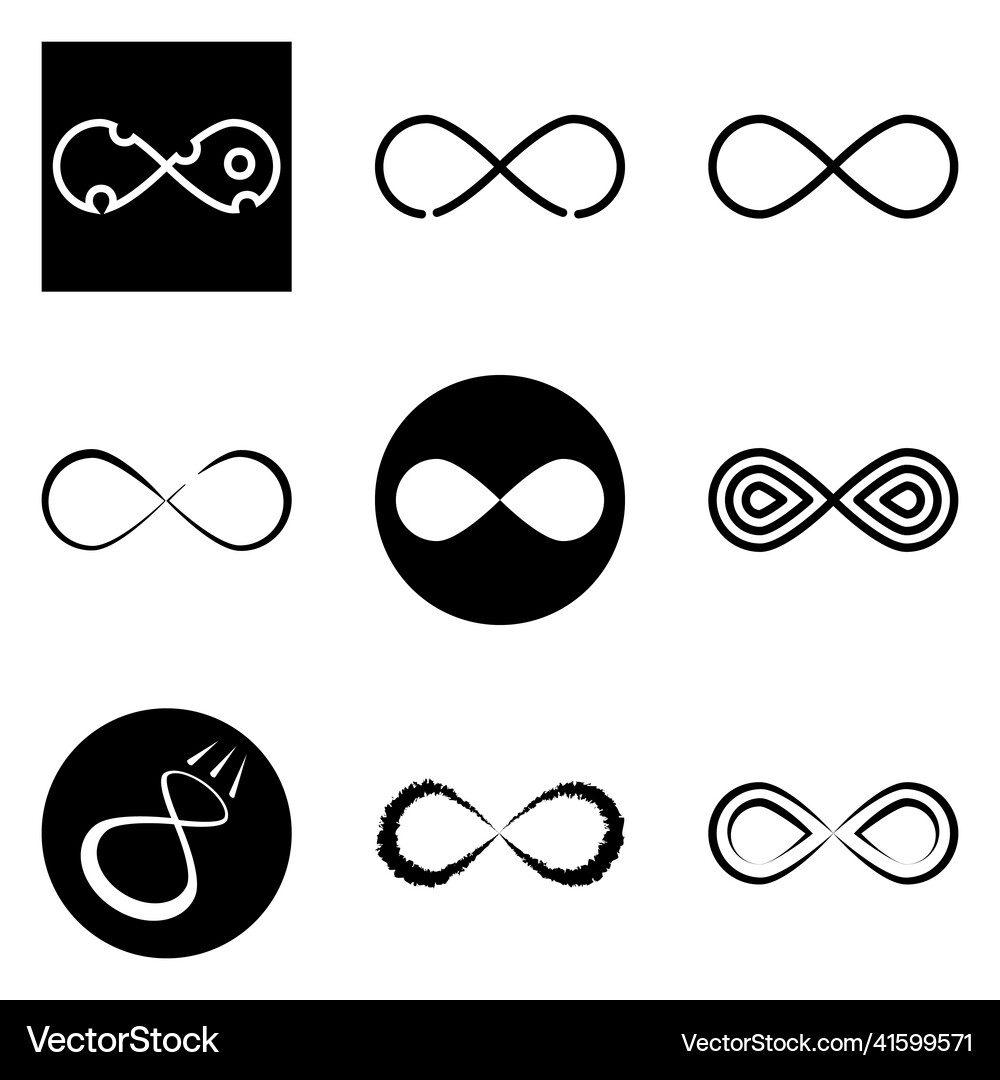 Infinity flat icon set isolated on white Vector Image