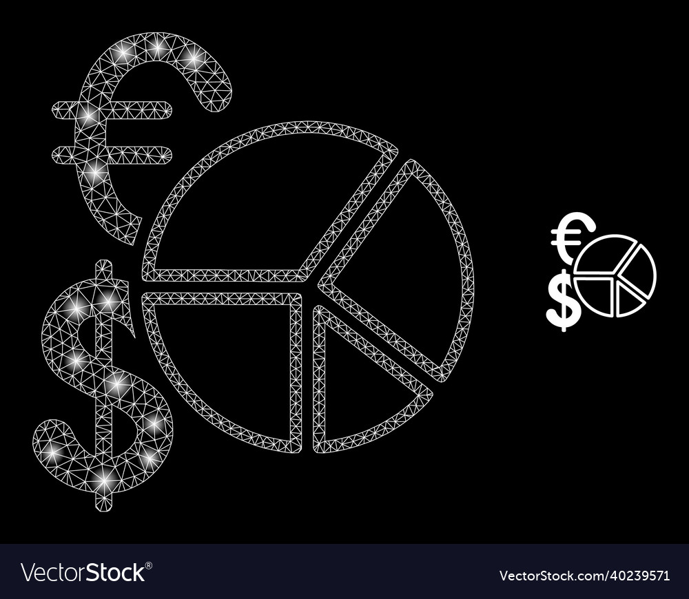 Mesh net currency pie chart with shiny vector image Mesh net currency pie chart with shiny