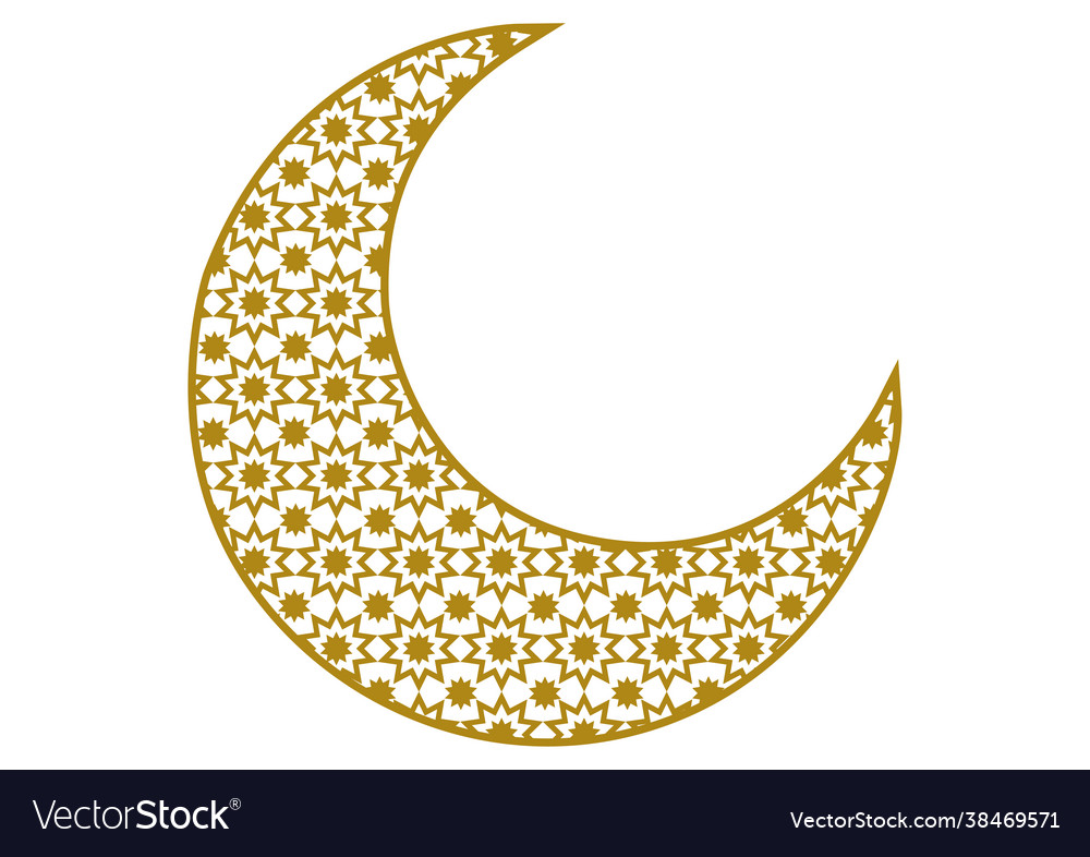 Moon with gold arabic pattern Royalty Free Vector Image