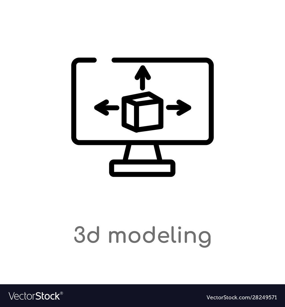 Outline 3d modeling icon isolated black simple