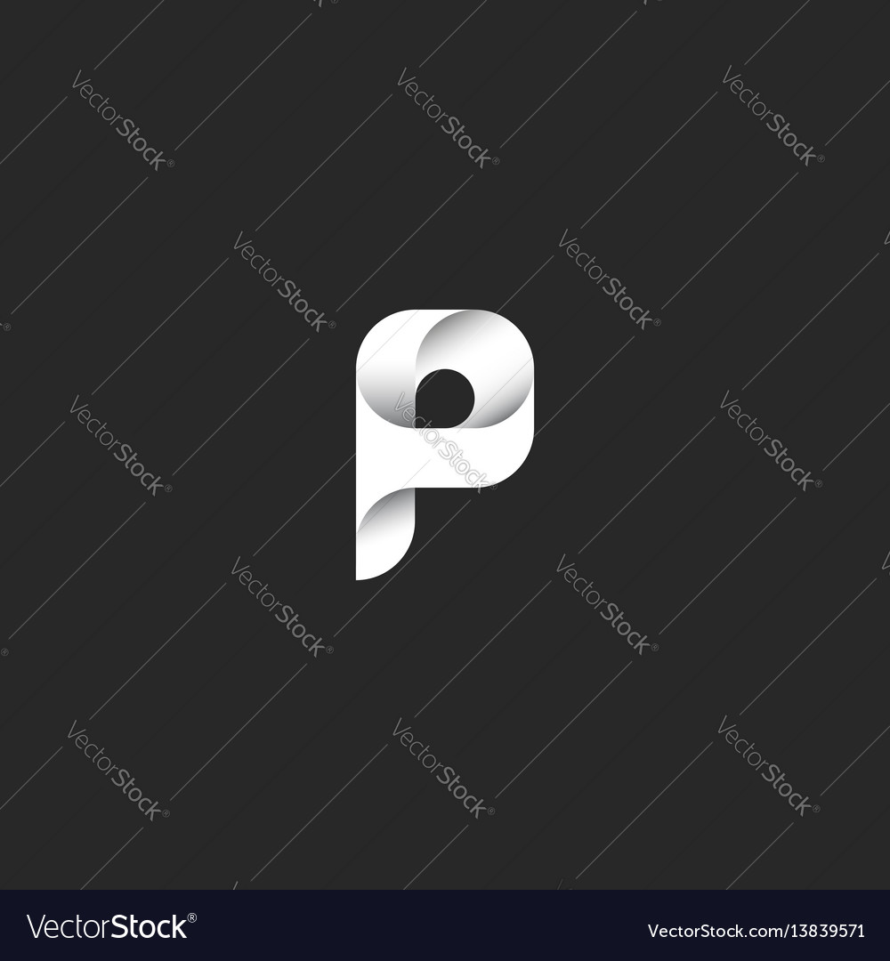 P logo bold capital letter overlapping smooth Vector Image