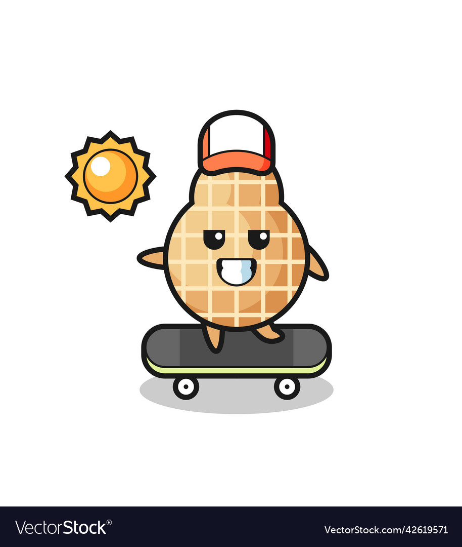 Peanut character ride a skateboard