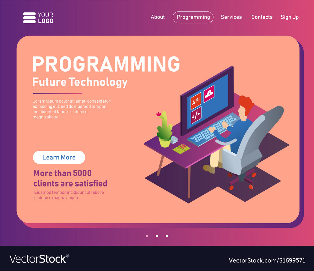 Programmer at work concept banner can use for web vector image Programmer at work concept banner can use for web