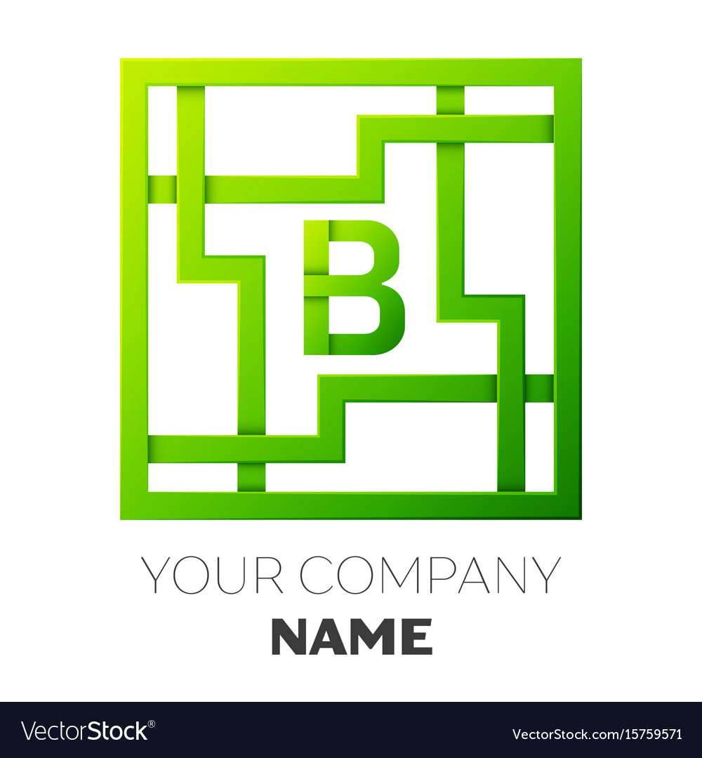 Realistic letter b symbol in colorful square maze