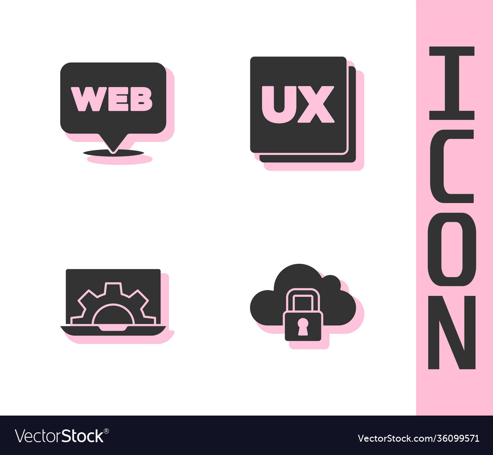 Set cloud computing lock web and graphic design vector image Set cloud computing lock web and graphic design