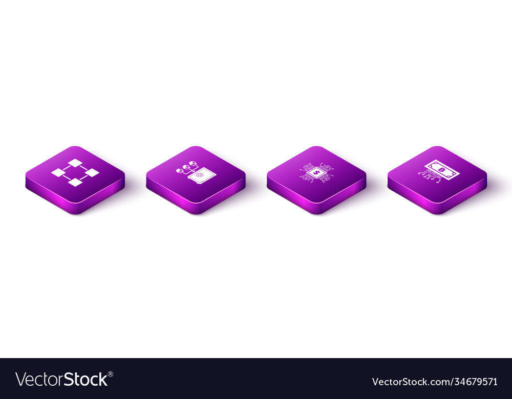 Set isometric blockchain technology proof Vector Image Set isometric blockchain technology proof