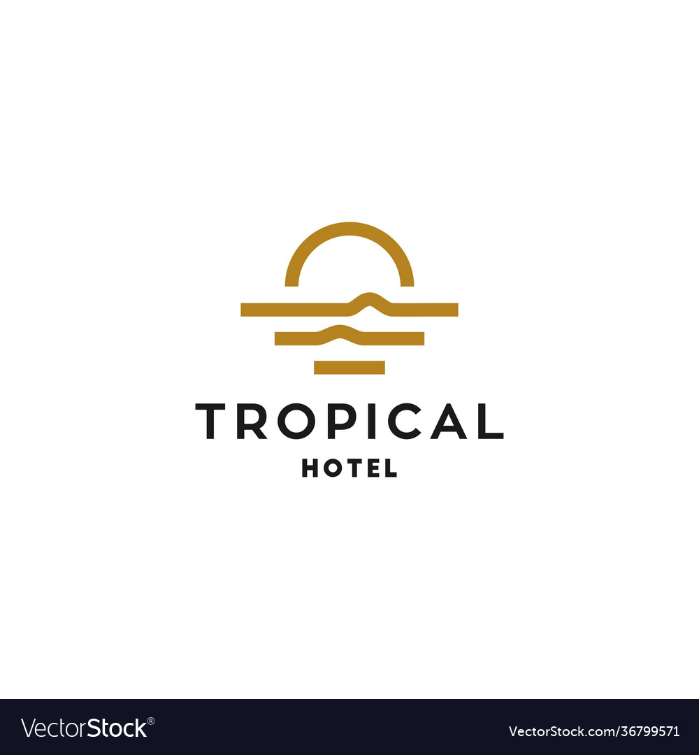 Sonnen-Logo Sonnenuntergang Sonnenaufgang mit Strand Meer vector image Sonnen-Logo Sonnenuntergang Sonnenaufgang mit Strand Meer