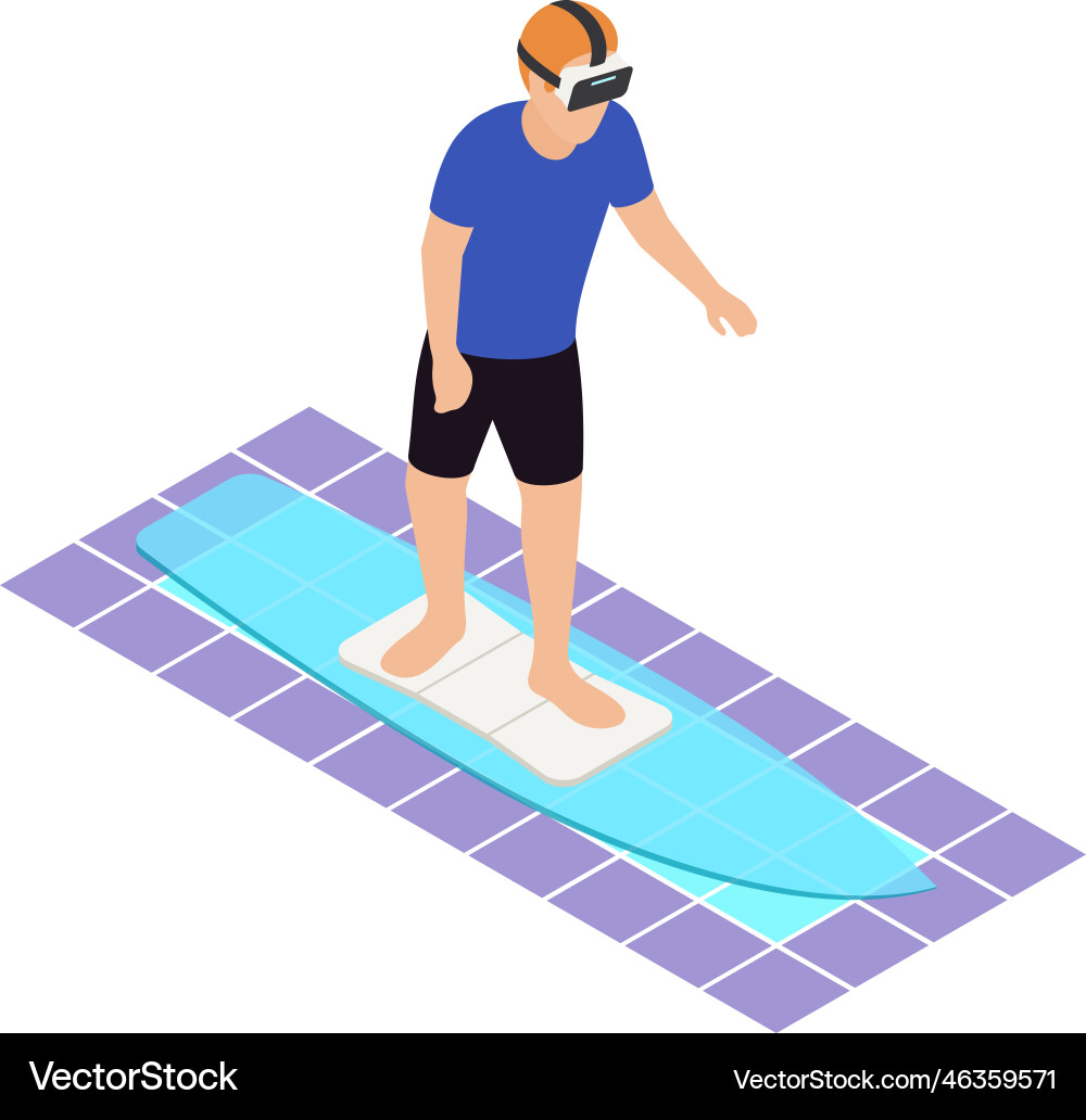 Vr surfing isometric composition Royalty Free Vector Image