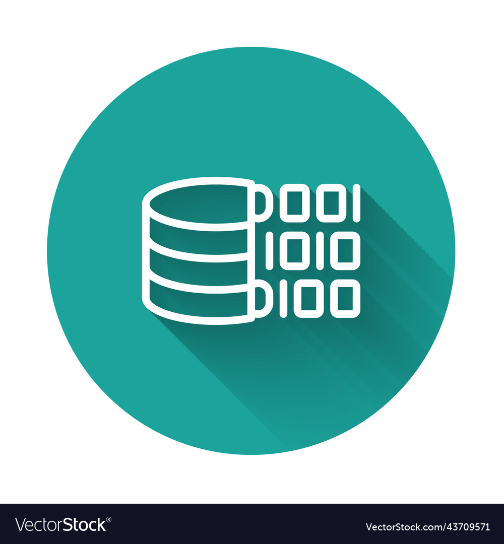White line binary code icon isolated with long vector image White line binary code icon isolated with long