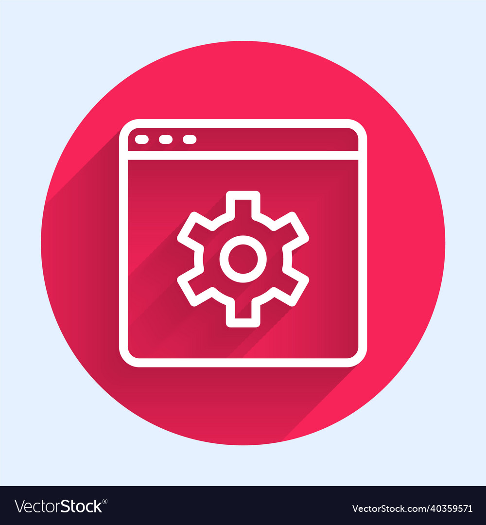 White line browser setting icon isolated with long vector image White line browser setting icon isolated with long