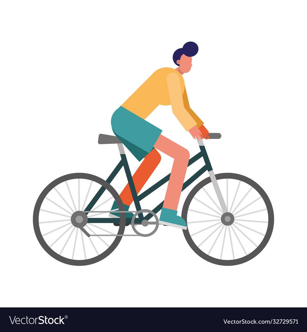 Young man bike ride practicing activity character Vector Image