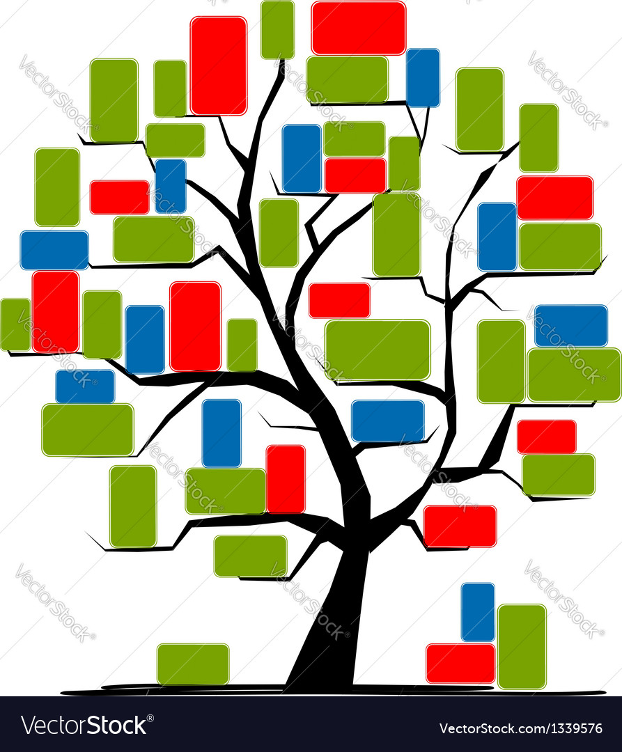 Abstract tree with colorful bricks for your design