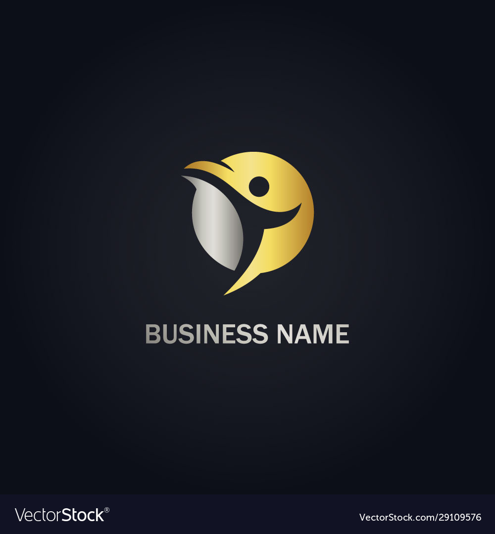 Active people abstract gold logo