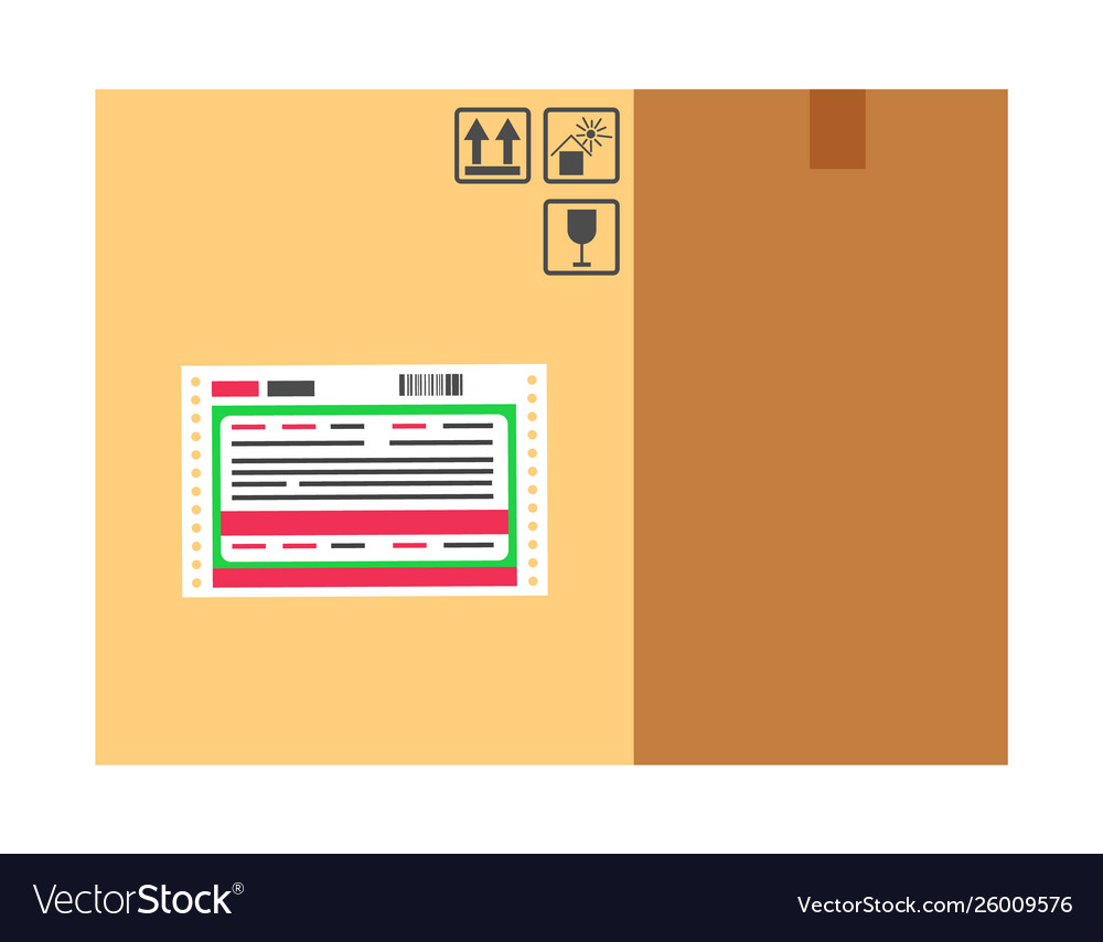 Carton package with different marked labels box vector image Carton package with different marked labels box