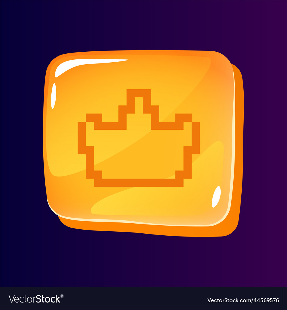 Crown glossy ui button with pixelated icon