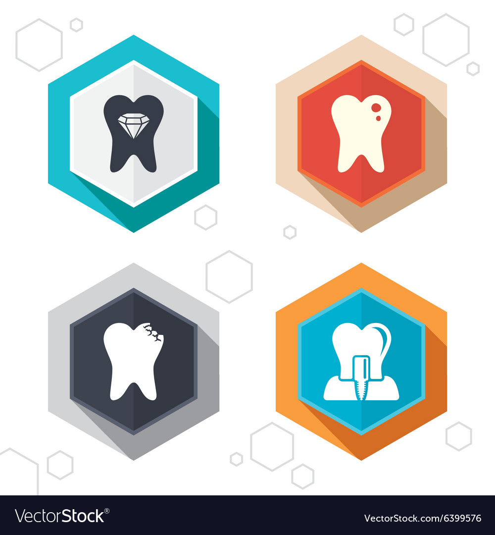 Dental care icons caries tooth and implant