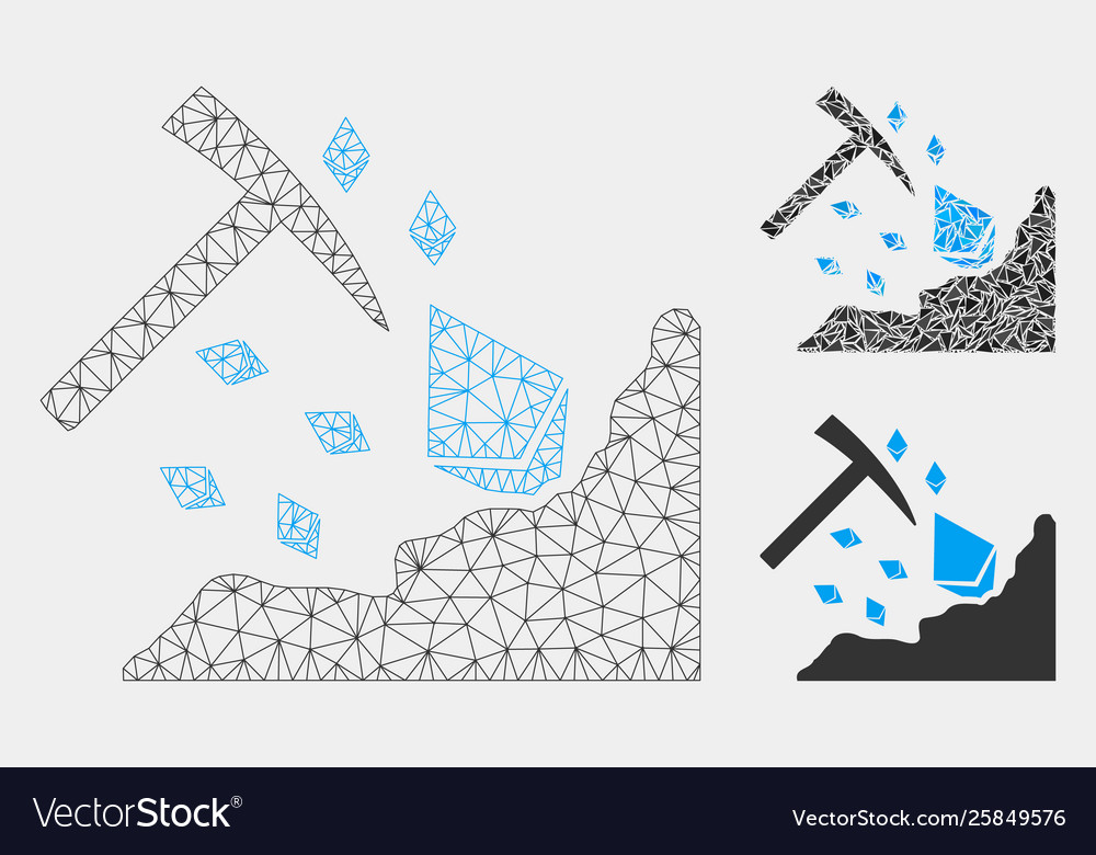 Ethereum mining hammer mesh wire frame vector image Ethereum mining hammer mesh wire frame