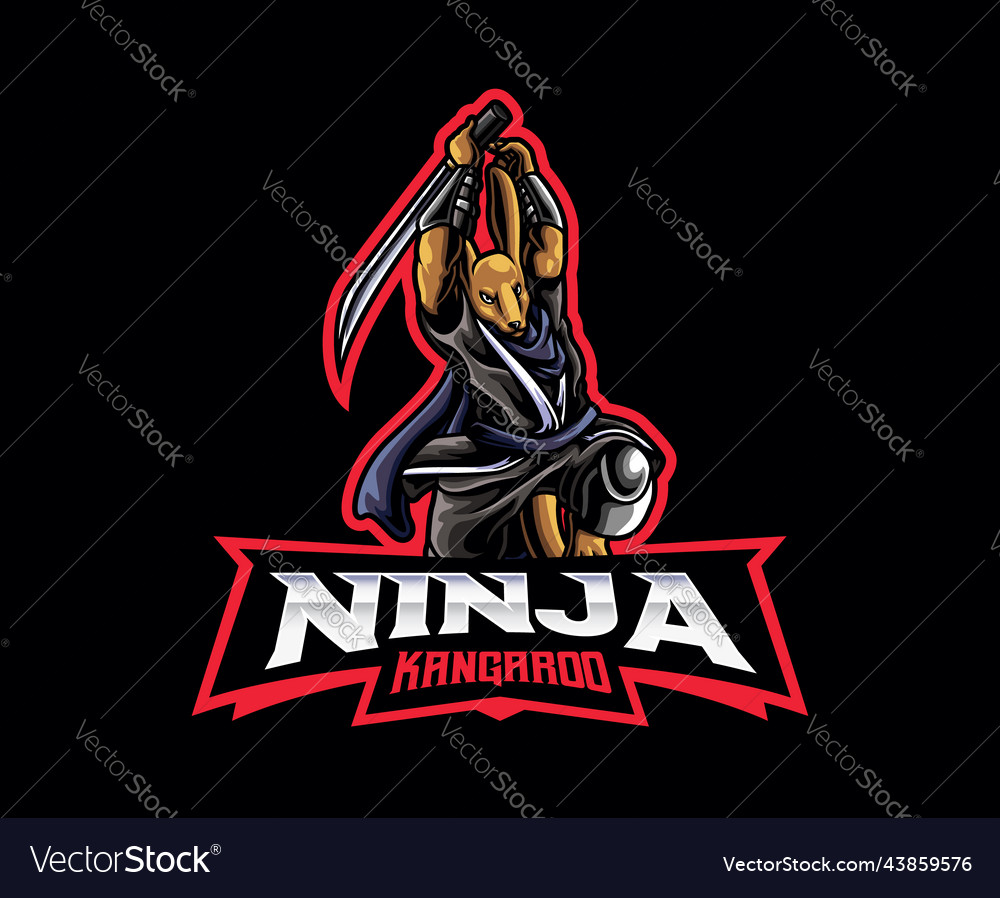 Kangaroo ninja mascot logo design