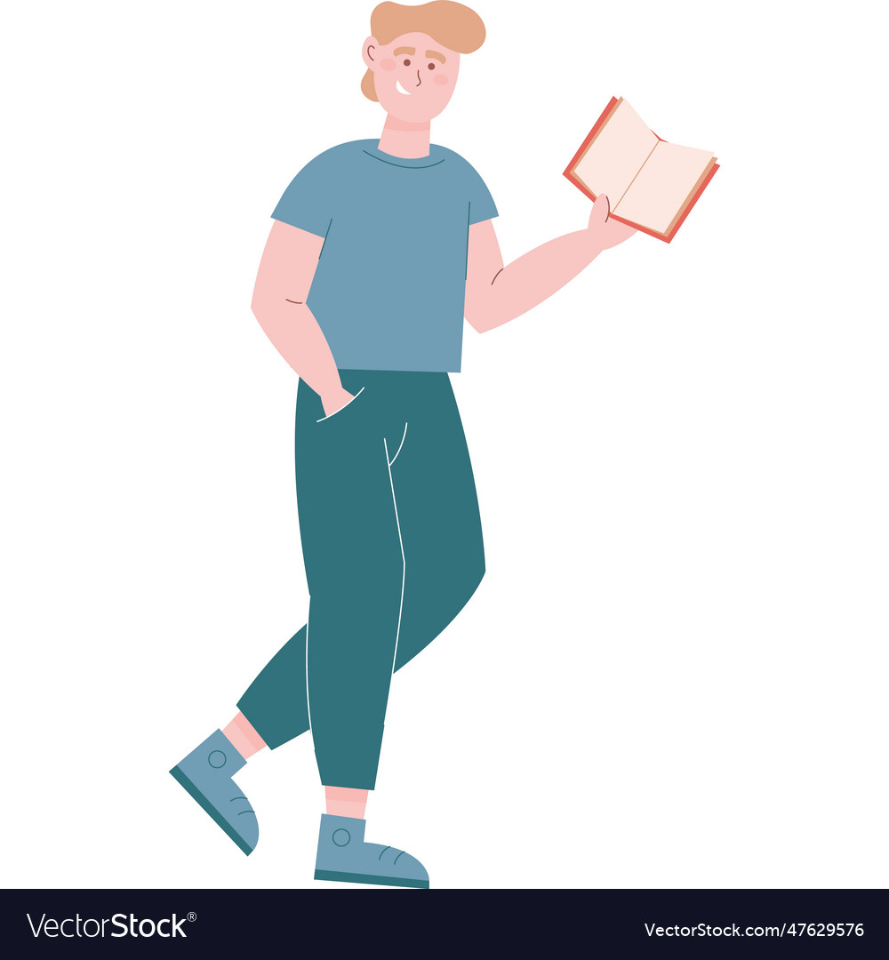 Man walking and reading book icon