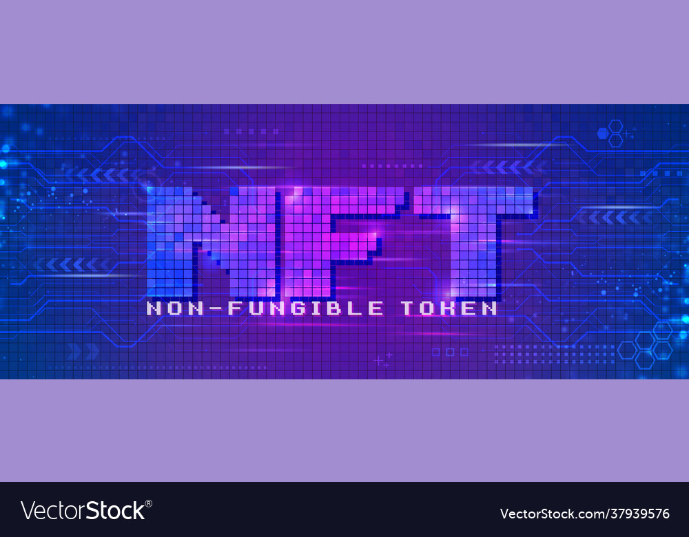 Nft non fungible tokens pixels text