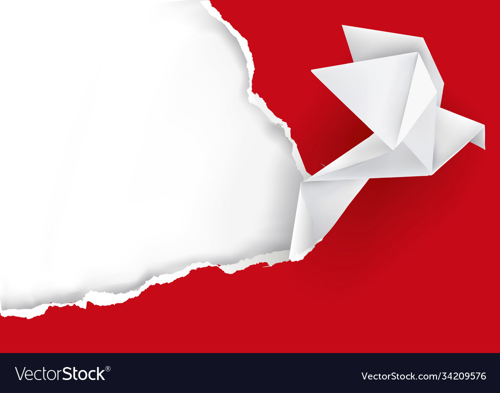 Origami dove ripping paper vector image Origami dove ripping paper