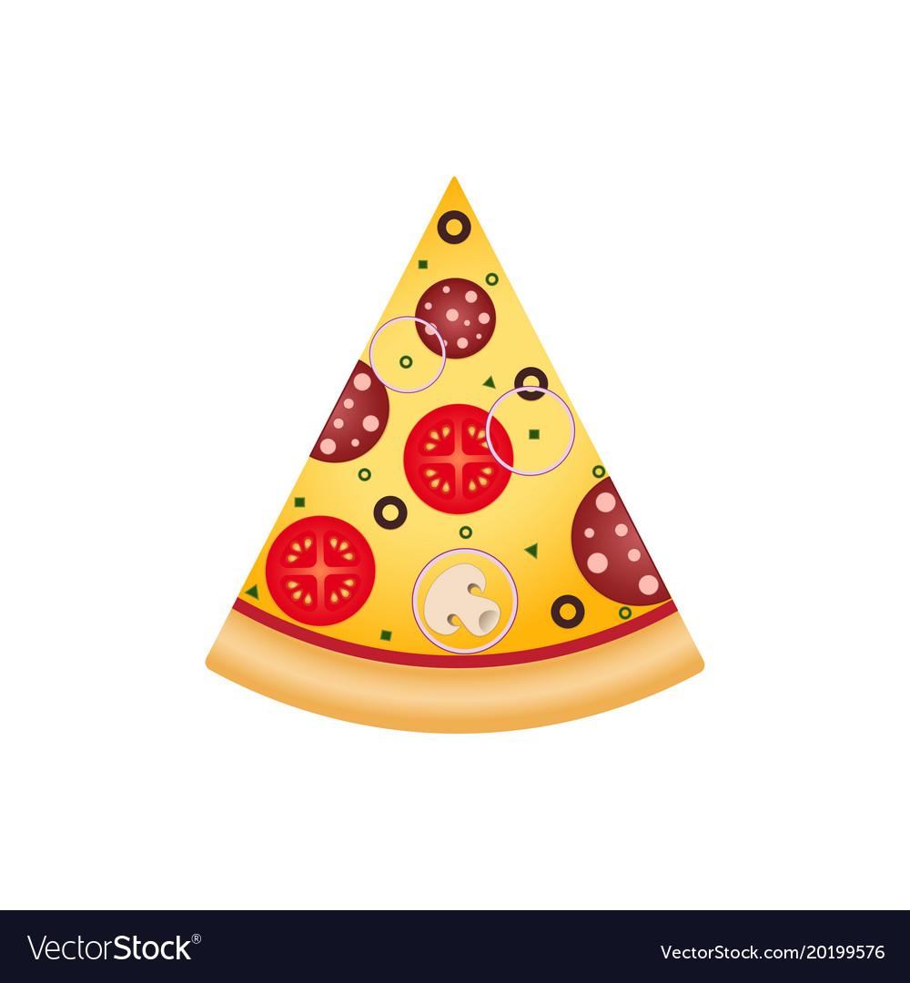 Pizza slice on white background