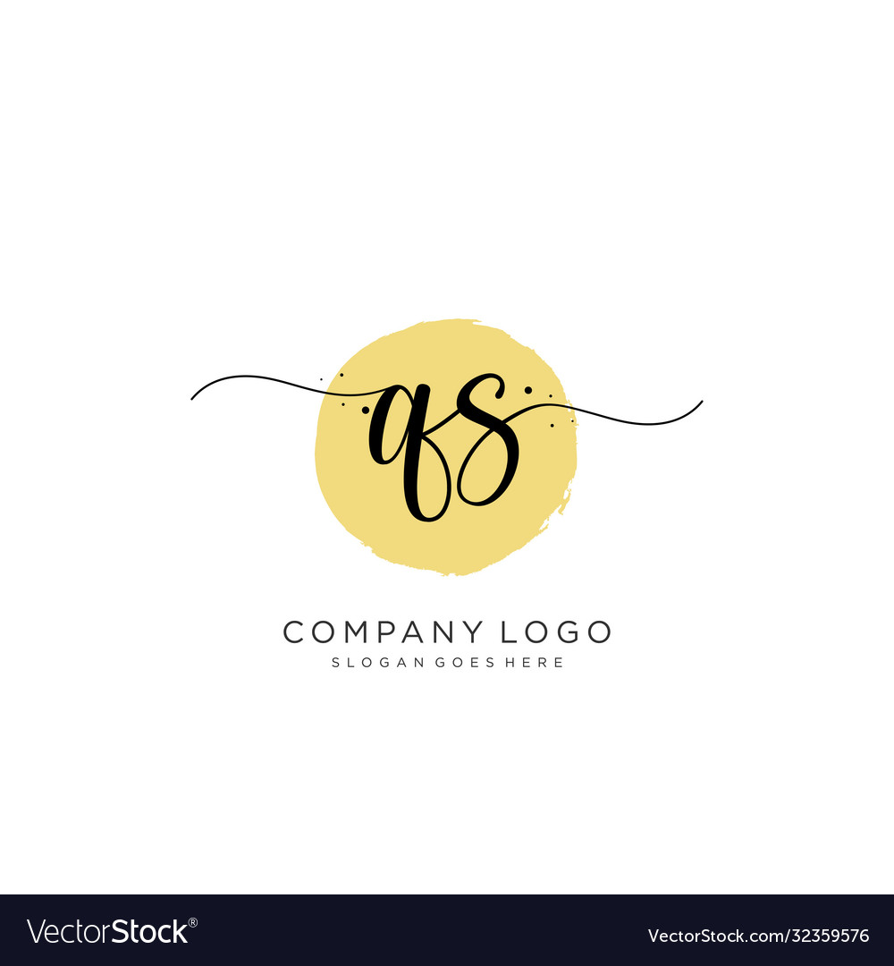 Qs initial handwriting logo design Royalty Free Vector Image