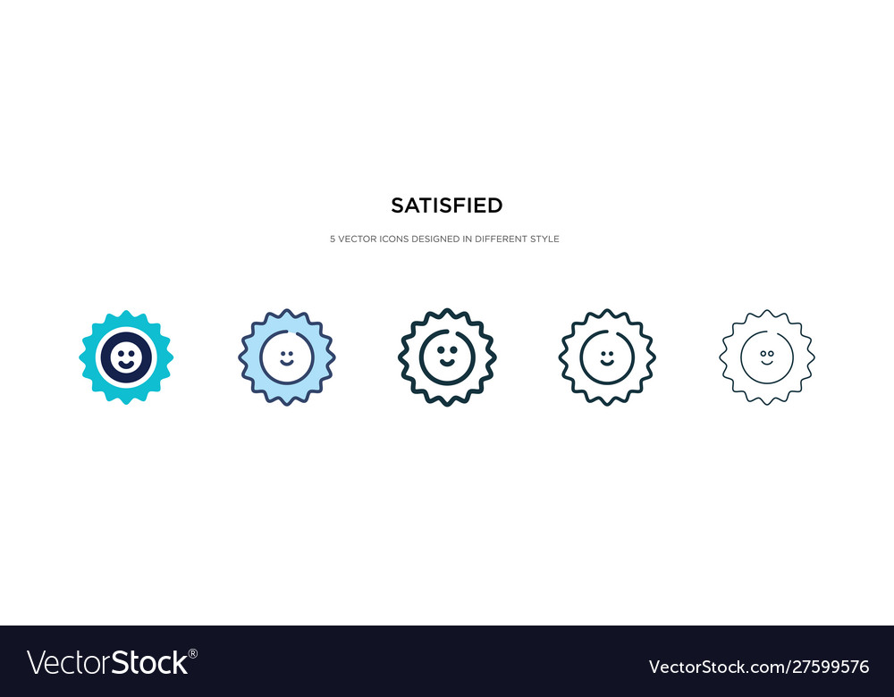 Satisfied icon in different style two colored vector image Satisfied icon in different style two colored