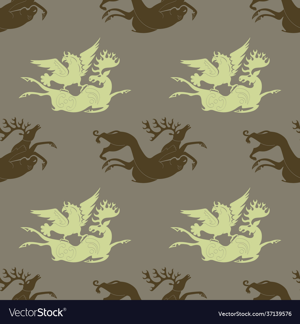 Seamless pattern with ancient scythian art