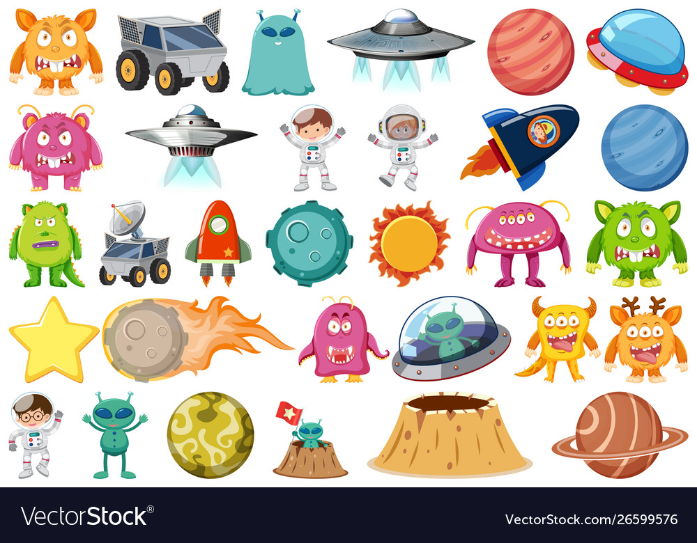 Set isolated objects theme - space vector image Set isolated objects theme - space