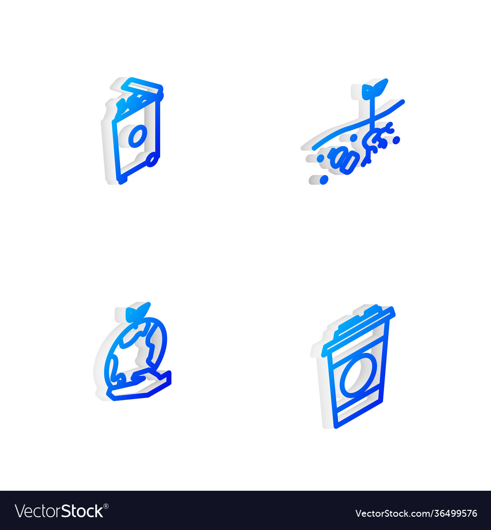Set isometric line problem pollution planet Vector Image Set isometric line problem pollution planet