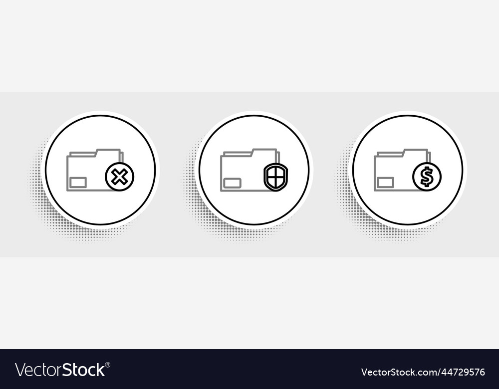 Set line finance document folder delete vector image Set line finance document folder delete