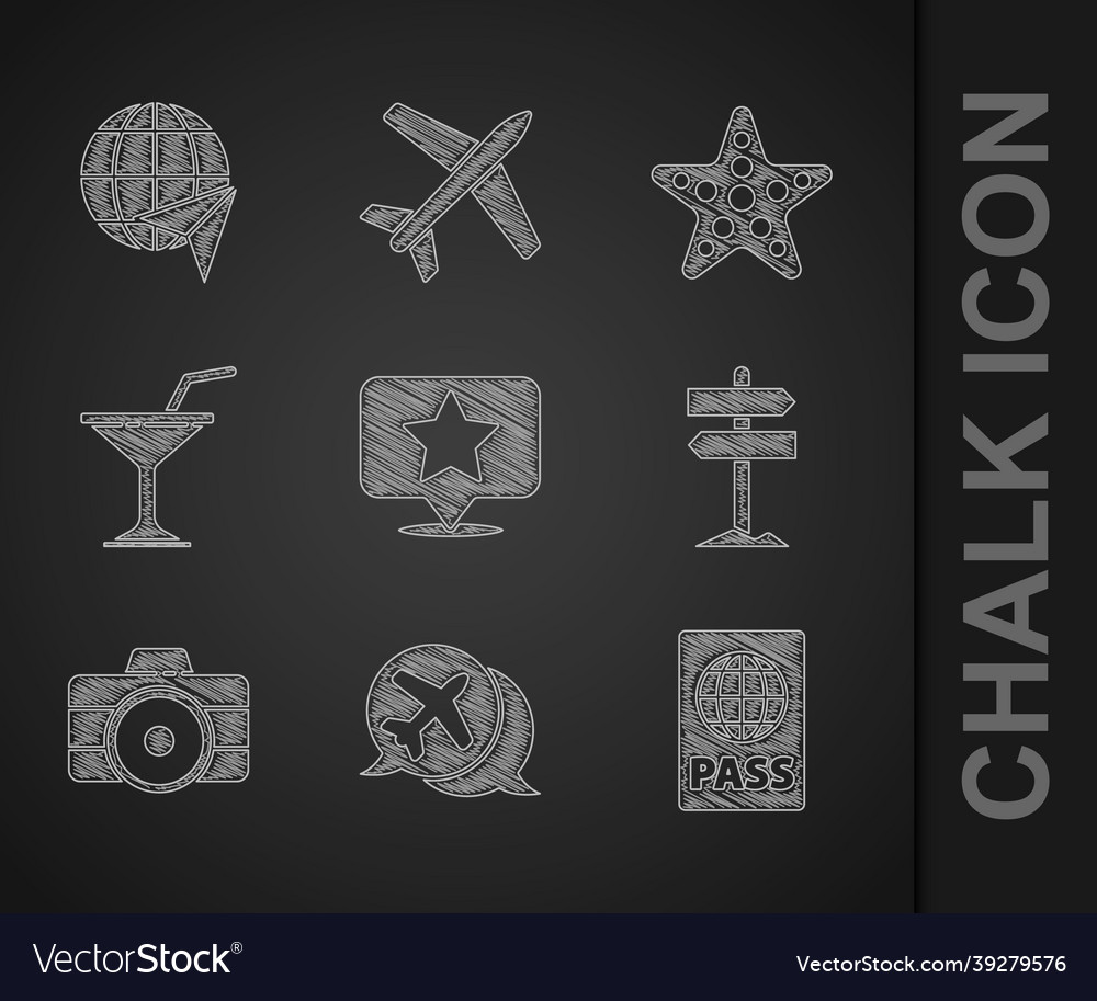 Set map pointer with star speech bubble airplane Vector Image Set map pointer with star speech bubble airplane