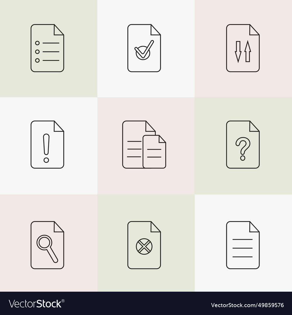 Set of 9 simple document outline icons