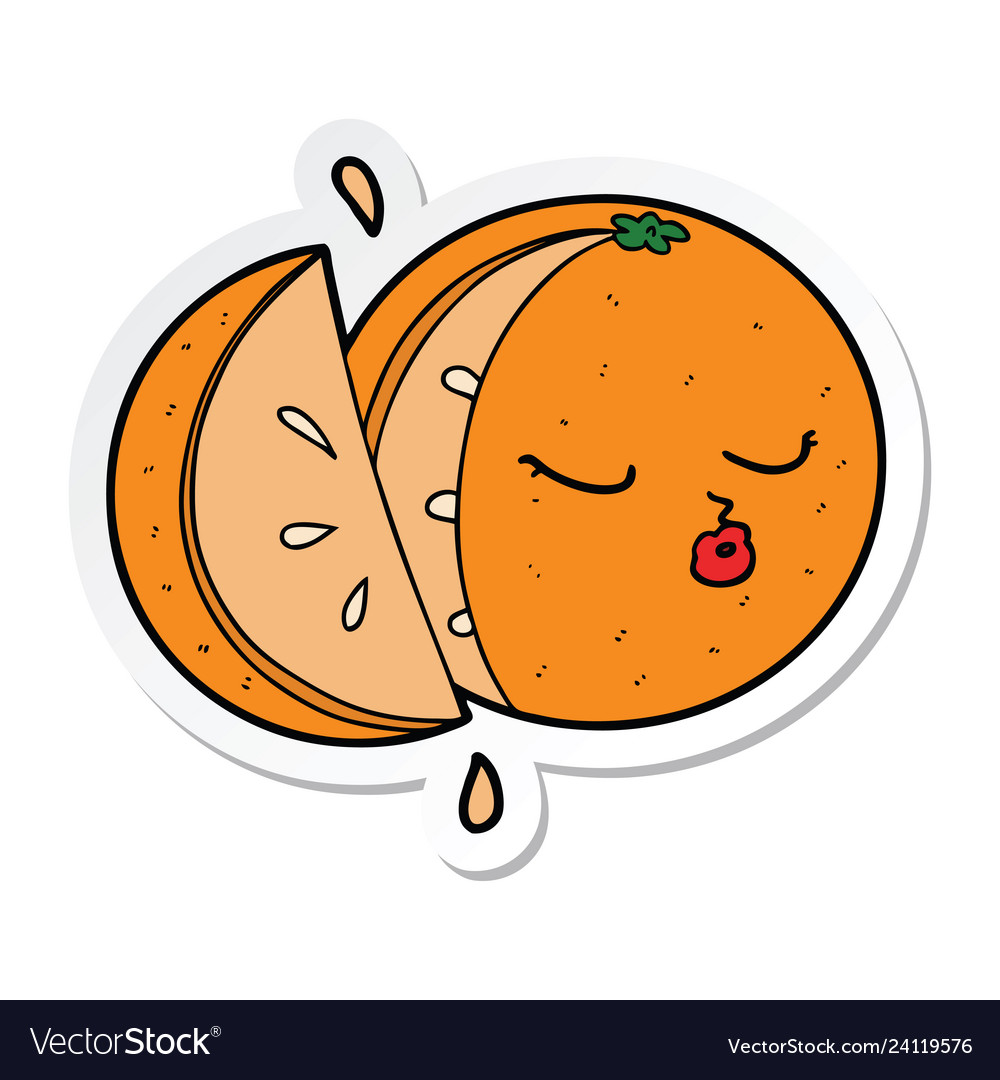 Sticker of a cartoon orange Royalty Free Vector Image