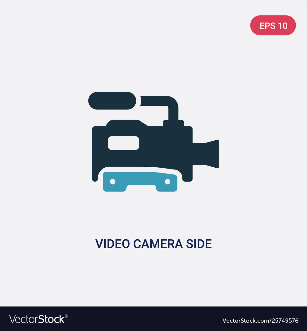 Two color video camera side view icon from