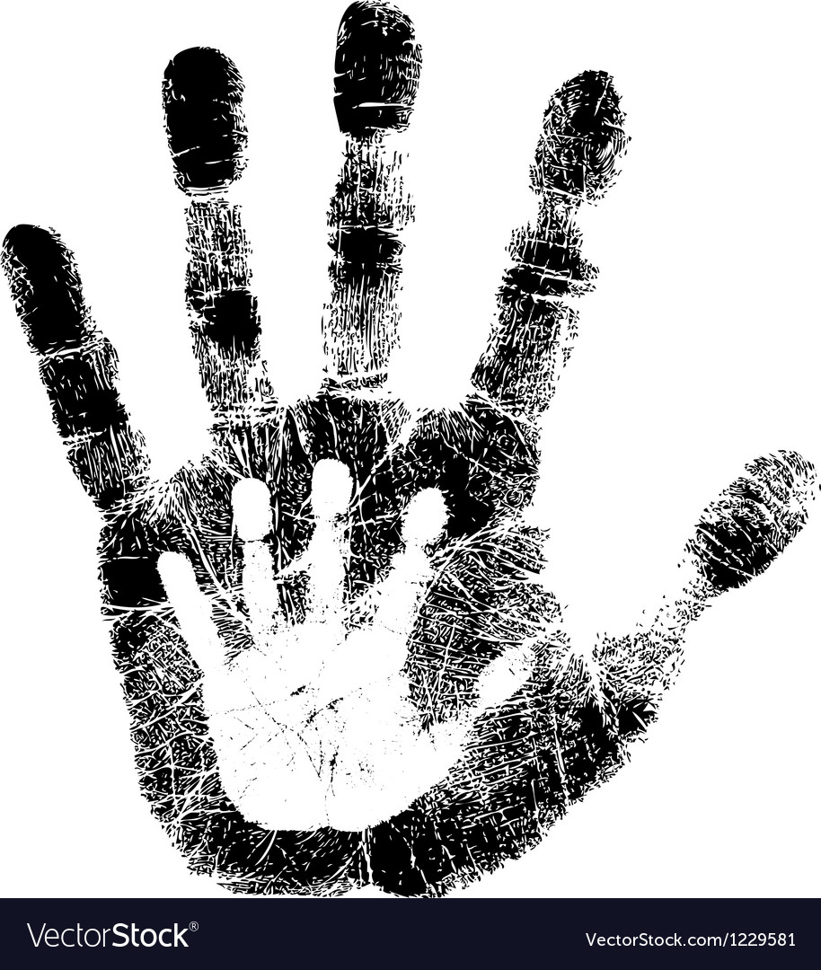 Download Adult and child hand print Royalty Free Vector Image