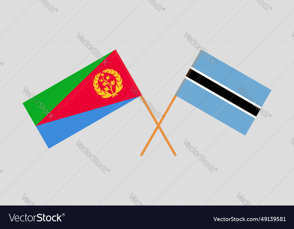 Crossed flags of eritrea and botswana official vector image Crossed flags of eritrea and botswana official
