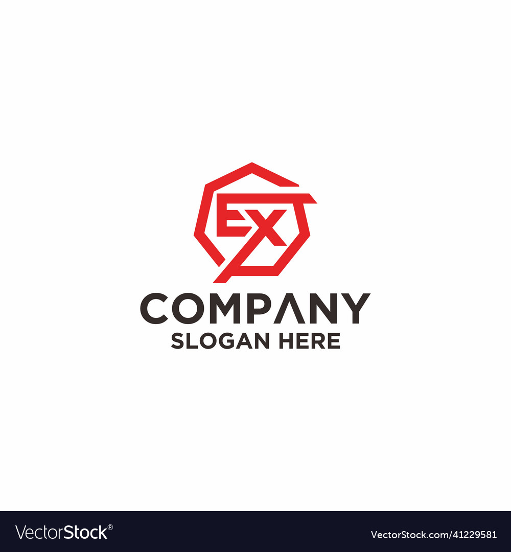 Ex logo monogram with hexagon shape style design vector image Ex logo monogram with hexagon shape style design