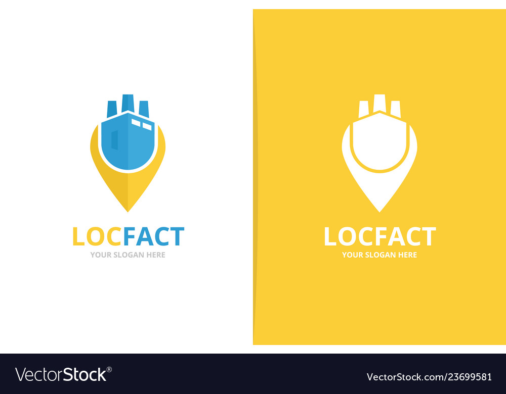 Factory and map pointer logo combination