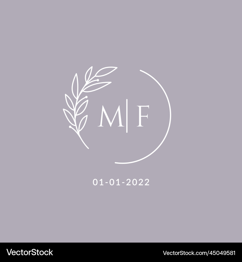 Initial monogram mf wedding logo with decorative Vector Image