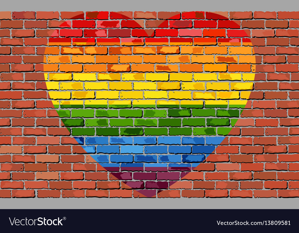 Lgbt Heart On Brick Wall Royalty Free Vector Image