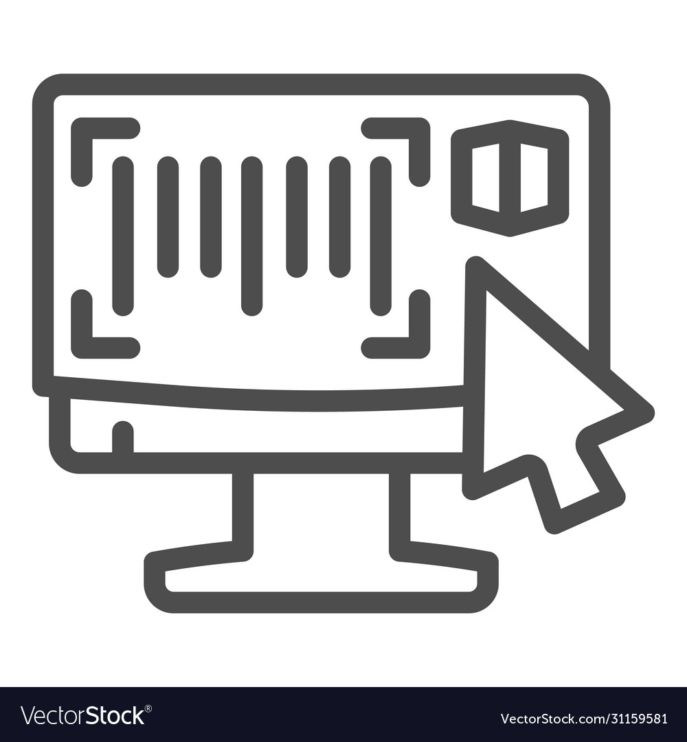 Monitor with barcode reader line icon logistic vector image Monitor with barcode reader line icon logistic