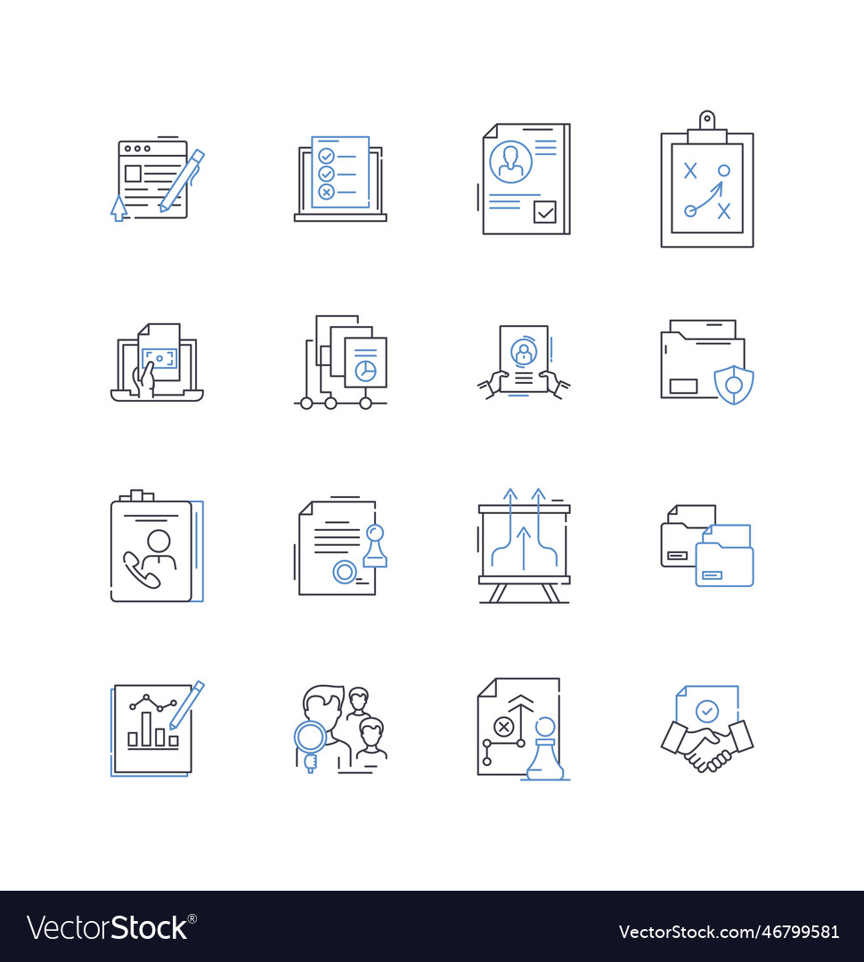 Procedures line icons collection protocol vector image Procedures line icons collection protocol