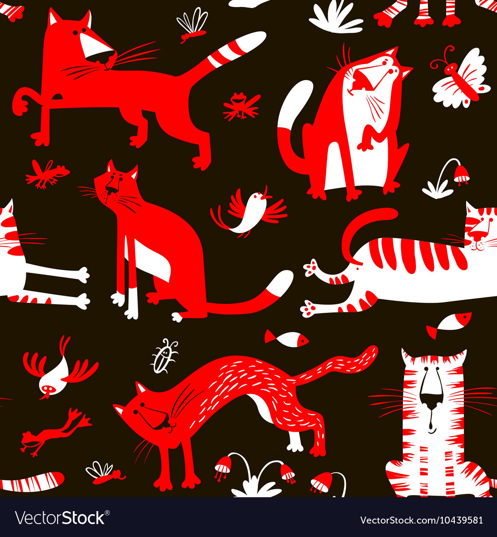 Seamless pattern with funny cats