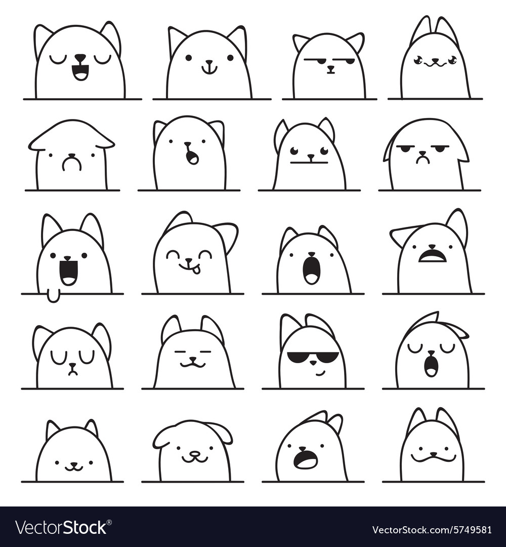 Set von 20 verschiedenen Emotionen Katze anime doodle