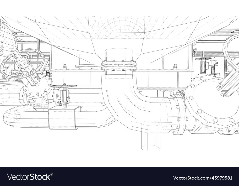 Sketch of industrial equipment Royalty Free Vector Image